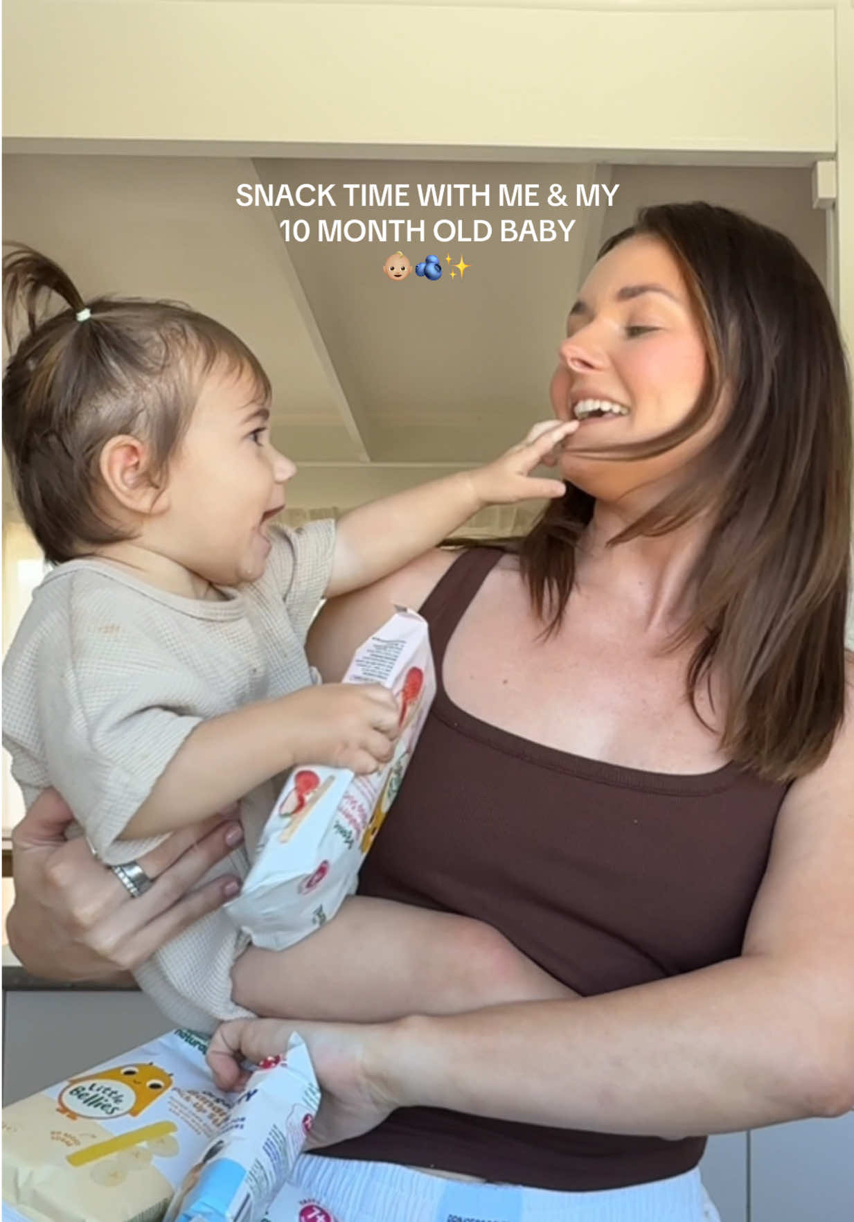 TikTok post by @kathryndenny for Little Bellies. Caption reads: [...] 😭🥹❤️‍🩹 she’s obsessed with these @Little....