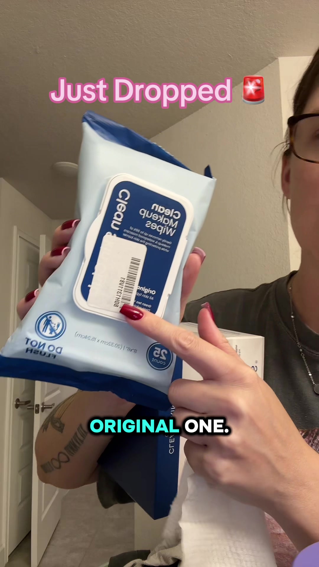 TikTok post by @ajr_121506 for Clean Skin Club. Caption reads: [...] #sensitiveskin #cleantowels @Clean Skin Club.