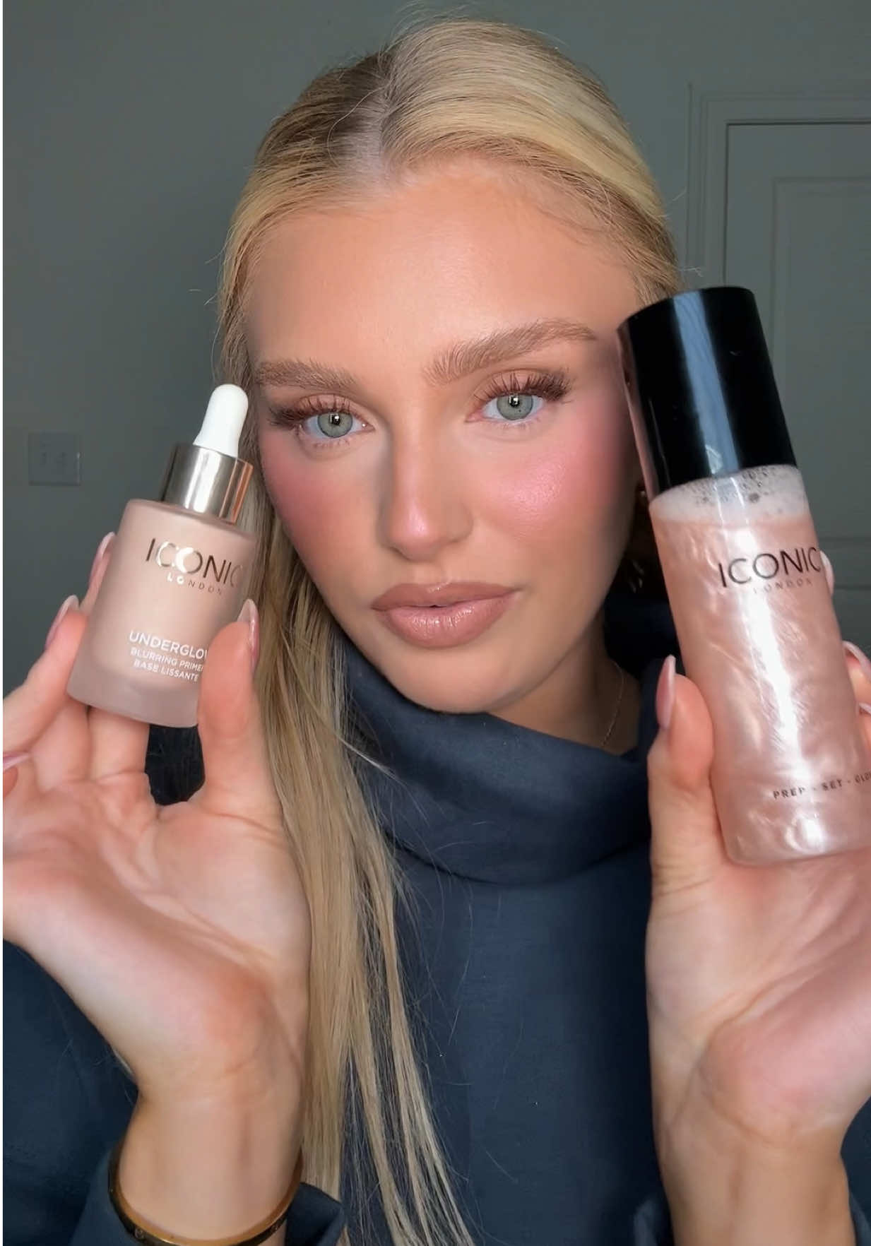 TikTok post by @kyliekake for Iconic. Caption reads: My glow secret? @Iconic London Underglow Blurring....