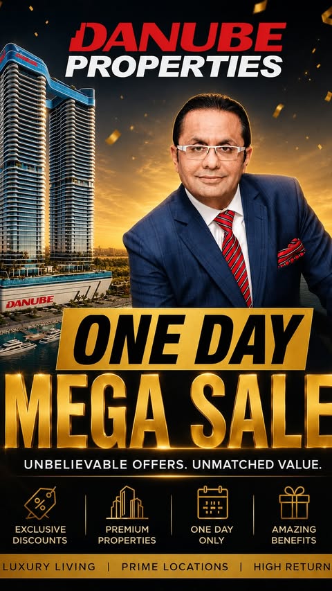 Instagram post by @mom_trending for Danube Properties. Caption reads: [...] and due to overwhelming response, Danube....