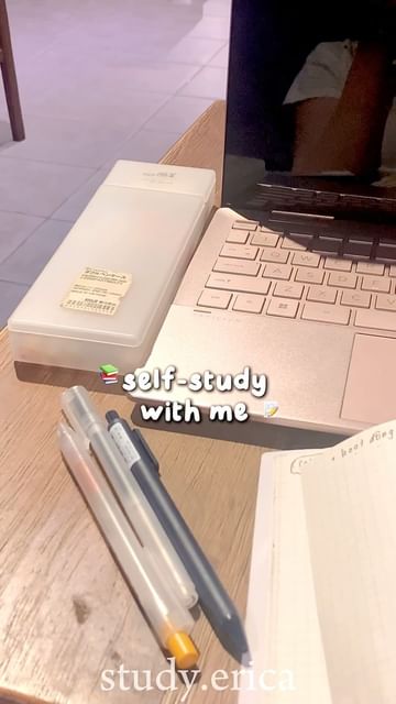 Instagram post by @study.erica for MaH Official. Caption reads: Self-studying vlog (at the coffee shop 🍵)....