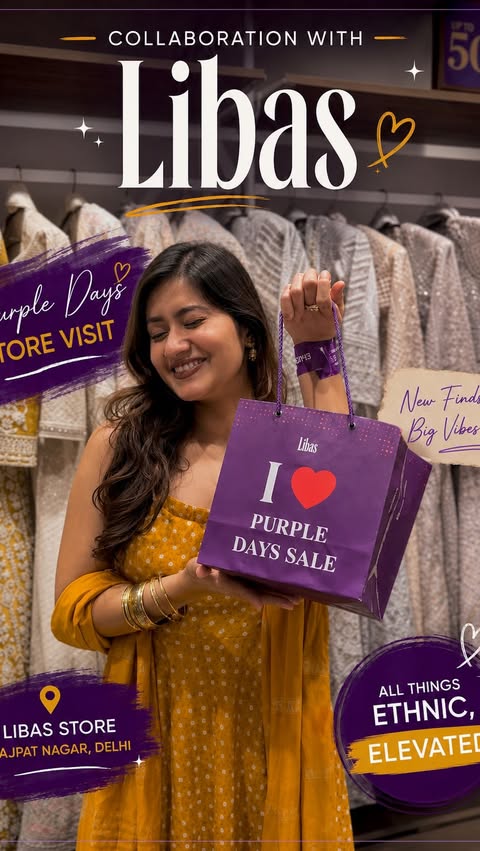 Instagram post by @anothershru for Libas. Caption reads: [...] for a sign to shop… this is it 💜 Libas....