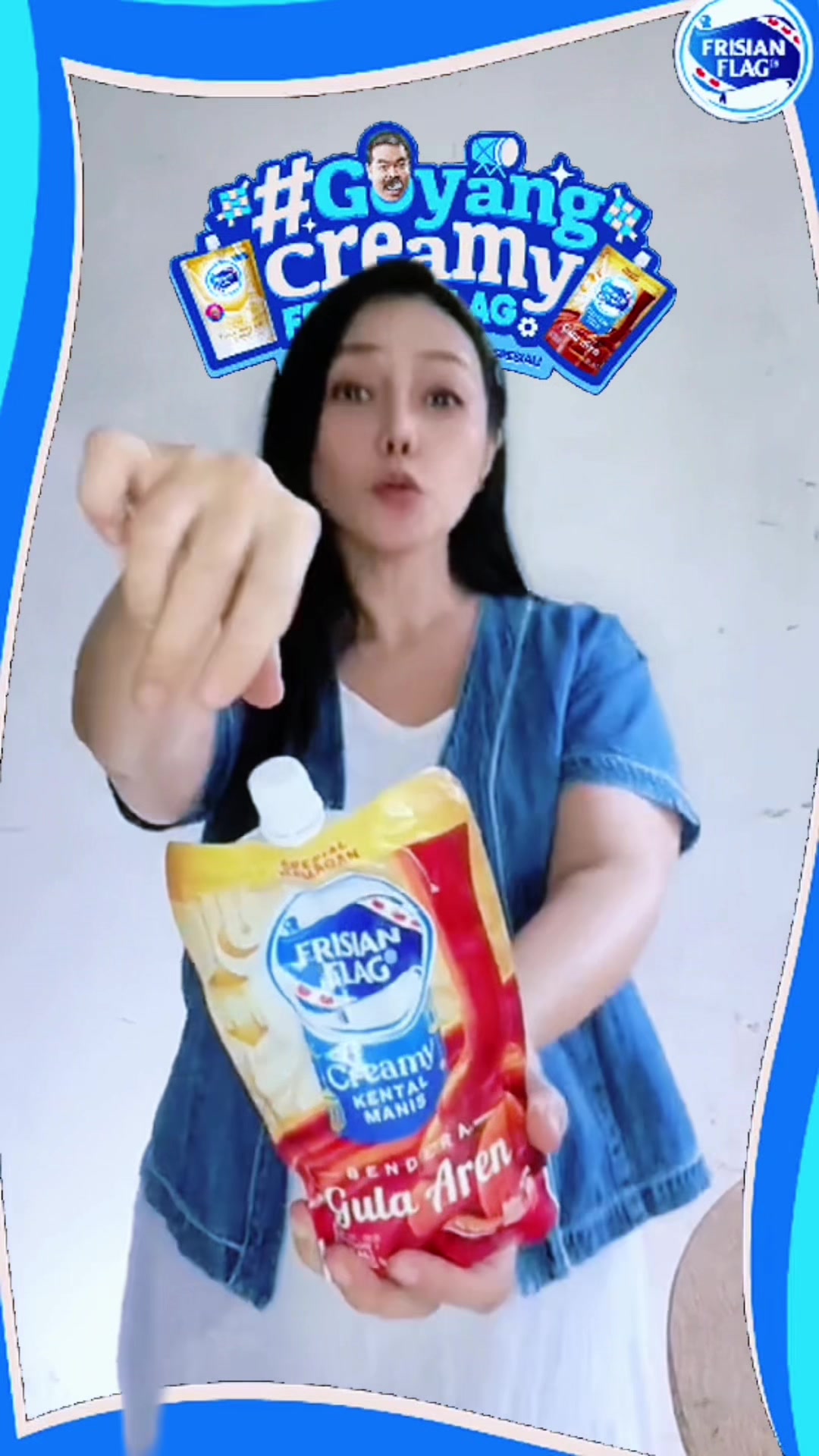 TikTok post by @luckystella8 for Frisian Flag Indonesia. Caption reads: @Frisian Flag #GoyangCreamyFrisianFlag Siapa yang....