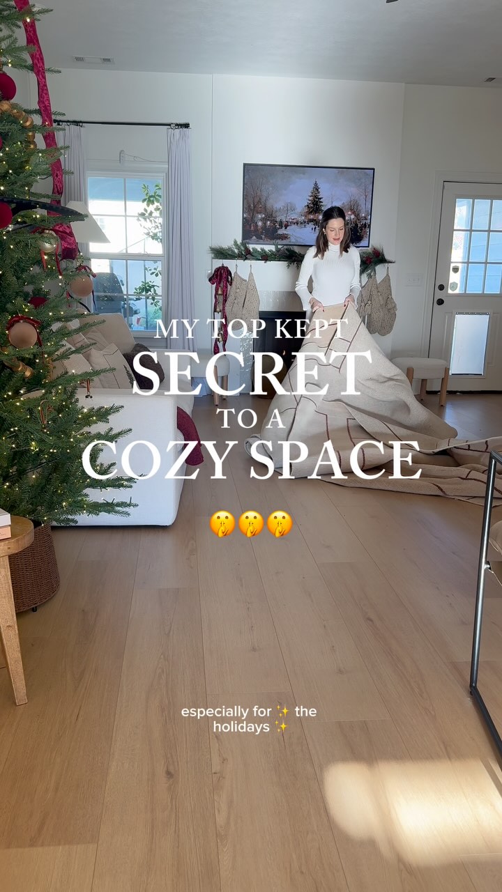 Instagram post by @becominghomebody for Rugs USA. Caption reads: My secret to a cozy space?! 🤫

A cozy rug!! 

&....