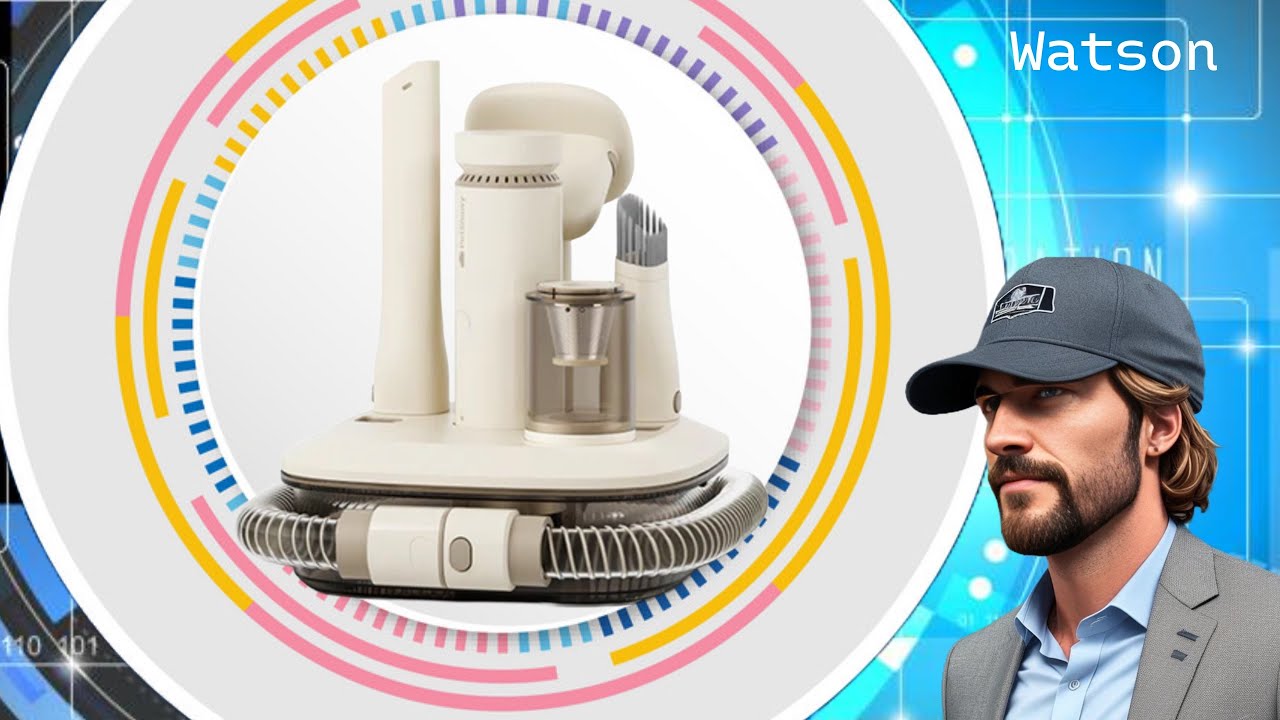 YouTube post by @WatsonsReviews for PetSnowy. Caption reads: PetSnowy VacPro Wireless Vacuum For Pets Watson.