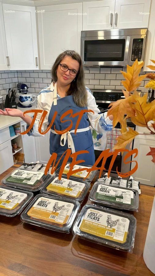 Instagram post by @gzdgunduz for Just Meats. Caption reads: Craving restaurant-quality meats at home? 🍖🔥....