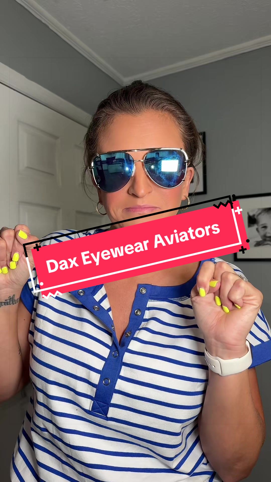 TikTok post by @mrshorton87 for Dax Eyewear. Caption reads: @Dax Eyewear did the BIG one with these aviators....
