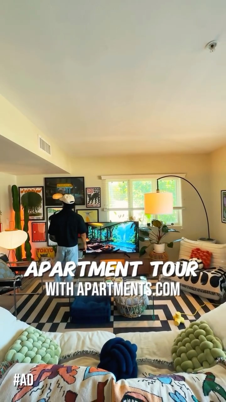 Instagram post by @pauly.jg for Apartments. Caption reads: #ad Living in a space you love makes all the....