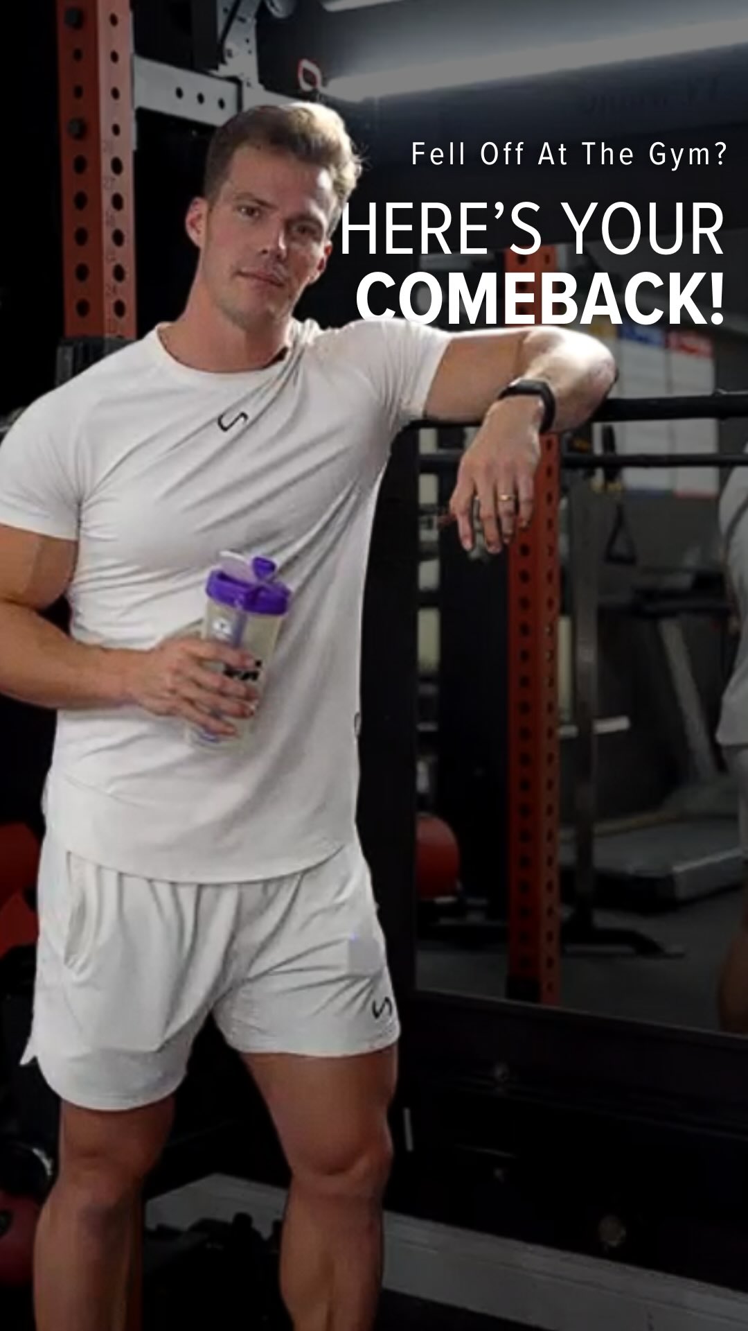 Instagram post by @michaeldean2.0 for Muscletech. Caption reads: Fell off the gym grind? You’re not alone, but....