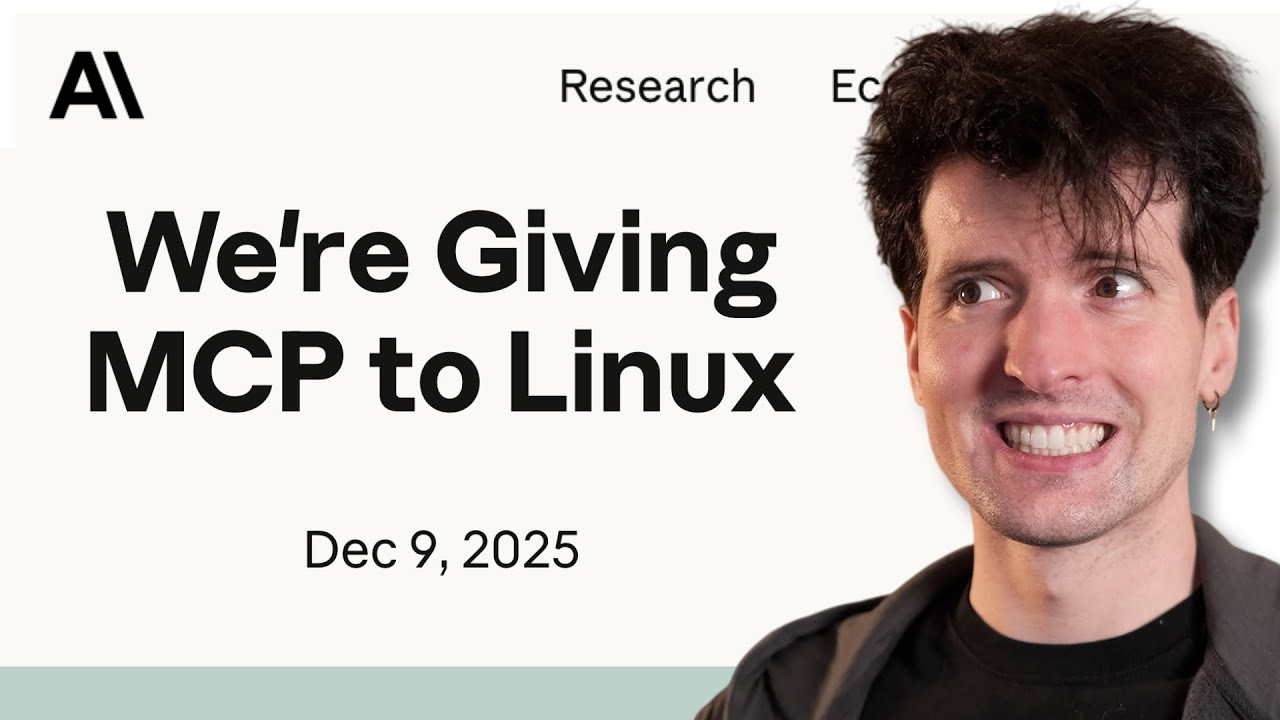 YouTube post by @t3dotgg for OpenAI. Caption reads: Anthropic gave MCP to the Linux Foundation.