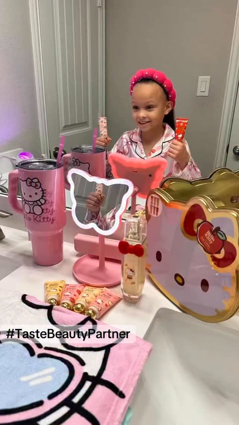 Instagram post by @woodcitykids for Sanrio. Caption reads: [...] bedtime routine with my @tastebeautynyc....