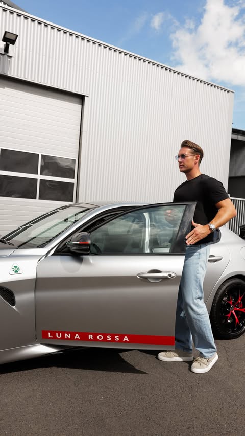 Instagram post by @wowa_valentino for Alfa Romeo. Caption reads: [...] Luna Rossa. Only 10 in the world. #alfaromeo....