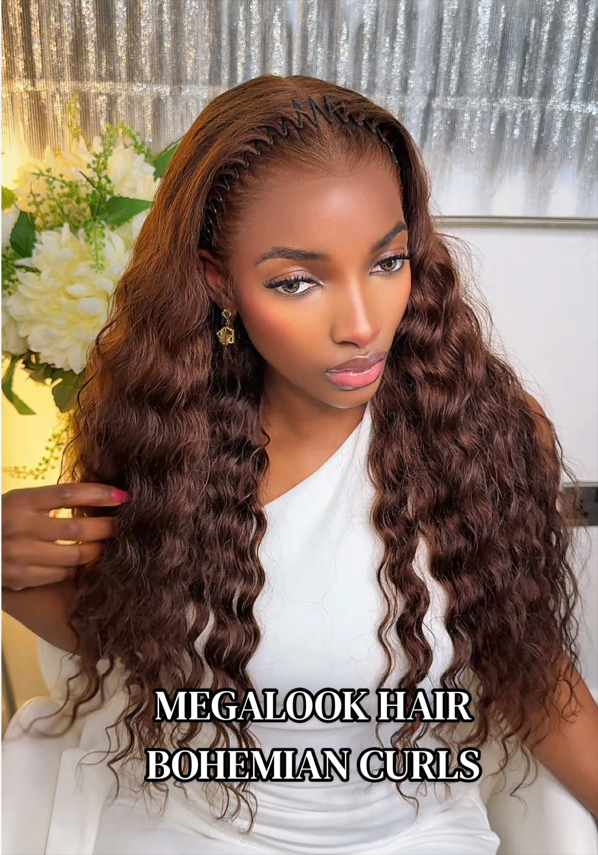 TikTok post by @mary_wiginfluencer for Sterly Hair. Caption reads: Soft glam in seconds Megalook 13x6 Three-Go™....