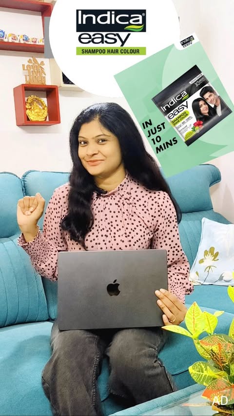 Instagram post by @shalu.ishi for Indica Hair Color. Caption reads: [...] Color Shampoo, Easy Hair Color, Indica Hair....