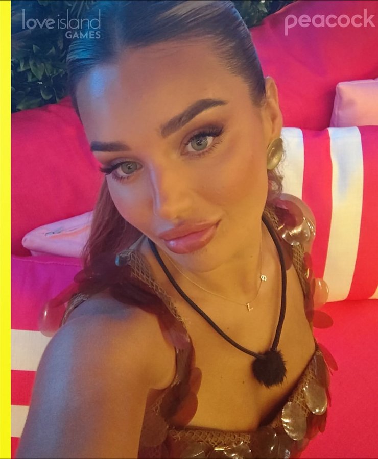 Instagram post by @lucindastrafford for Peacock TV. Caption reads: It’s been an eventful week in the villa for....