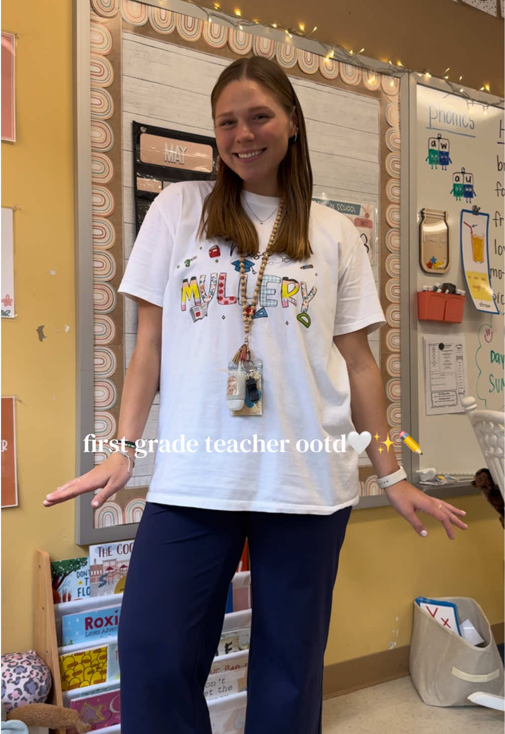 TikTok post by @teachingwithasmile for G4Free. Caption reads: rainy day = comfy fit 🌧️😊 @G4Free Store is my go....