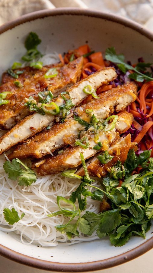 Instagram post by @plantbasedrd for Nasoya. Caption reads: ✨Lemongrass tofu cutlets, because small changes....