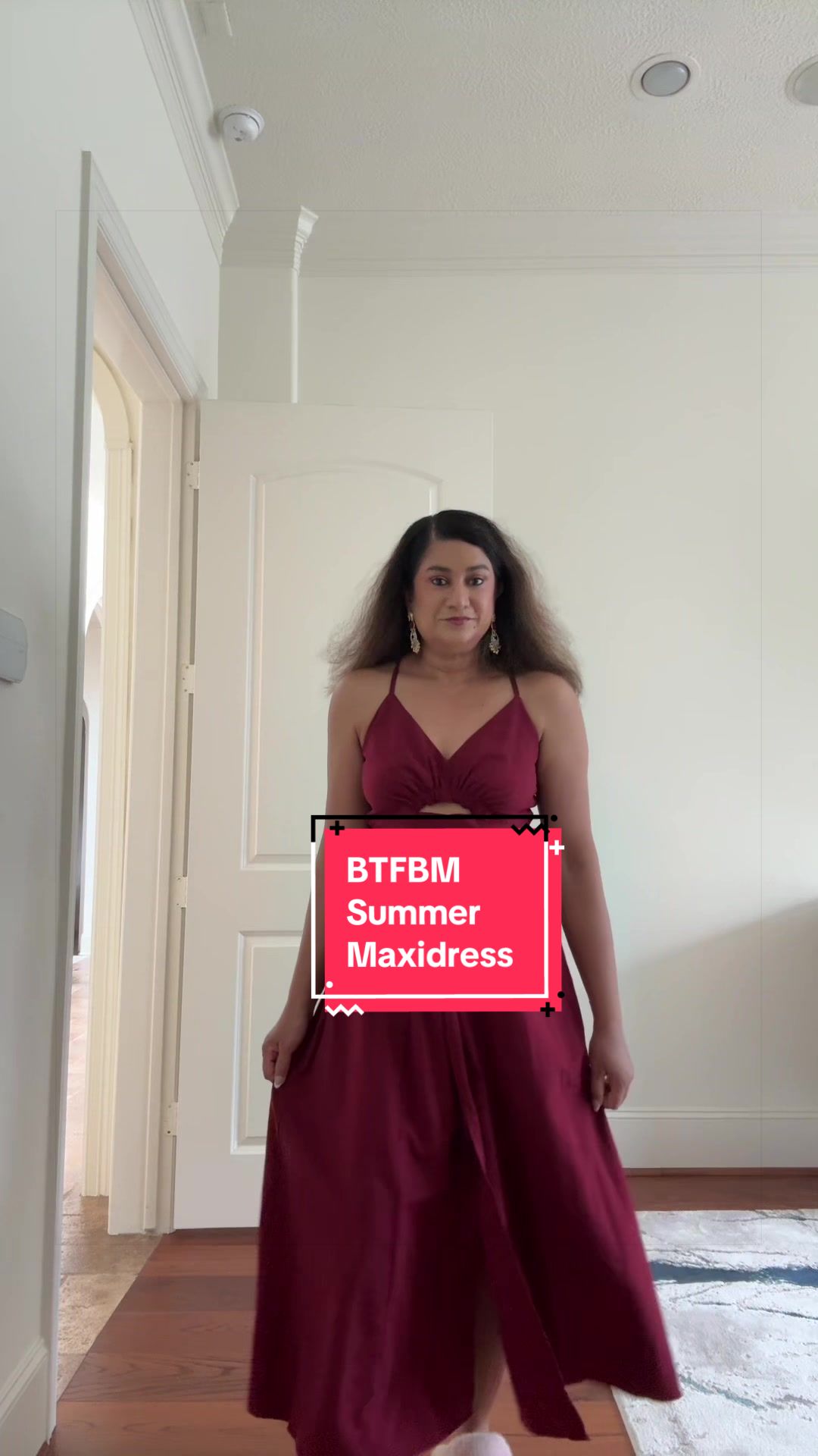 TikTok post by @radchandra for BTFBM. Caption reads: This @btfbm_us spaghetti strap maxi dress is the....