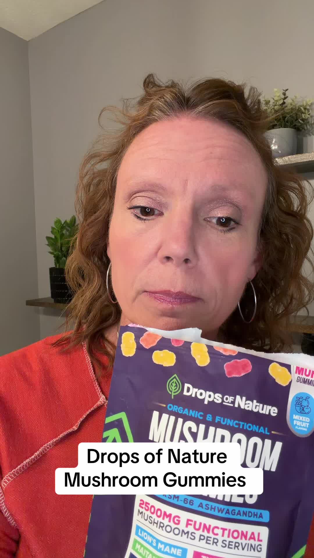 TikTok post by @amyjohighfield for Drops of Nature. Caption reads: #mushroomgummies #dropsofnature....