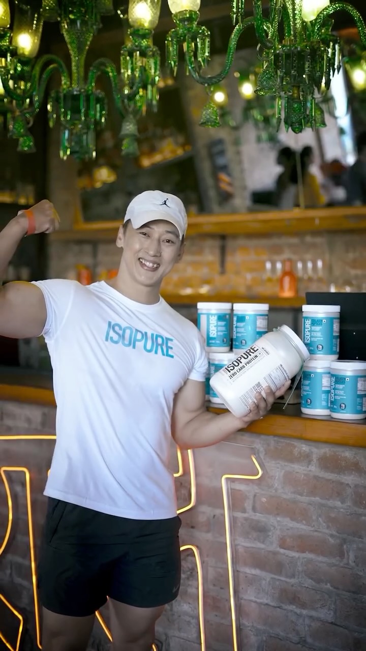 Instagram post by @songashim_rungsung for Isopure. Caption reads: Sprinting into synergy, dancing into delight!....