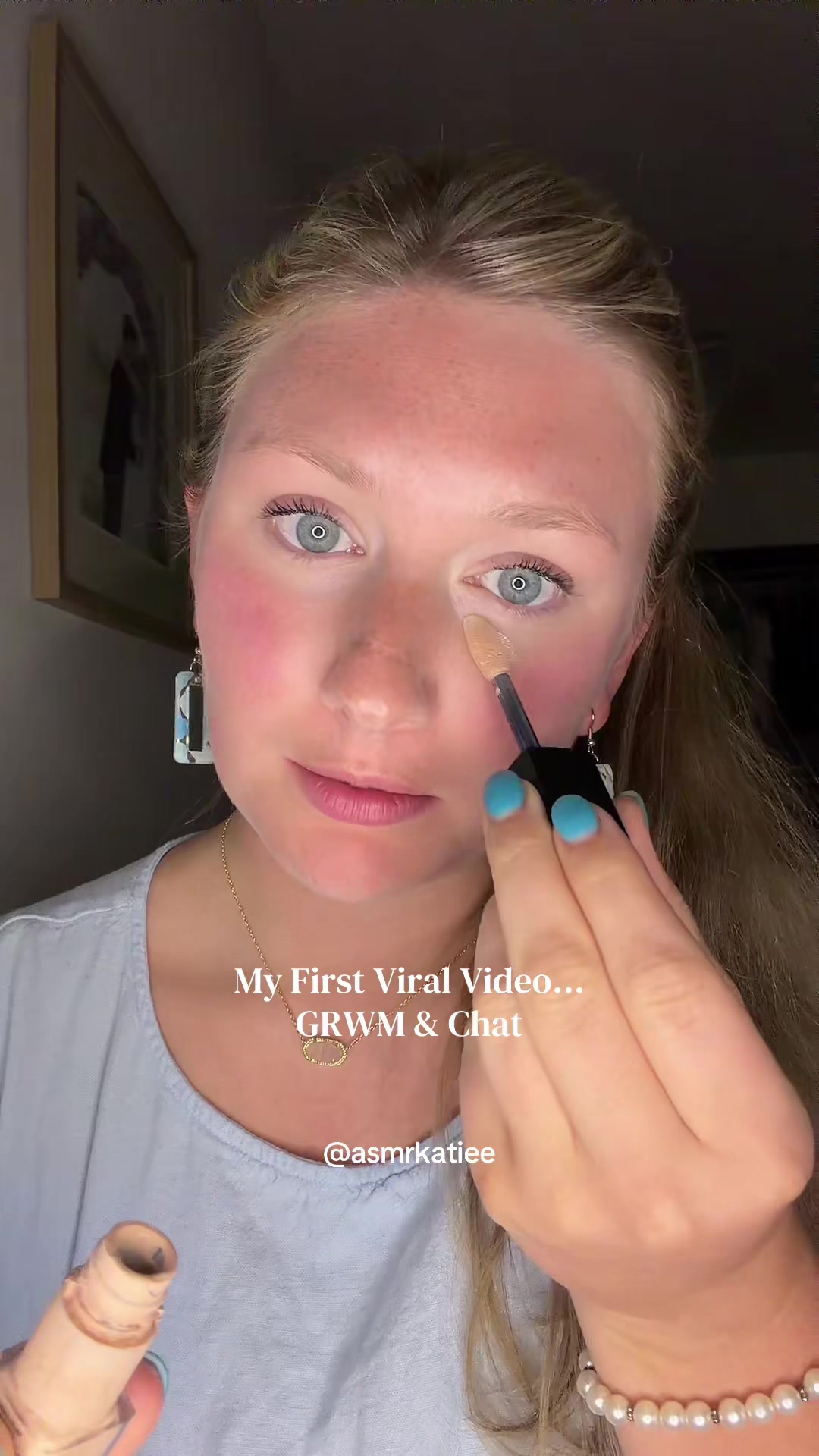 TikTok post by @asmrkatiee for Glam Story. Caption reads: [...] #TikTokShopDealsforYouDays, #SummerWin....