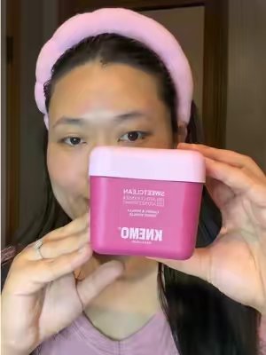 TikTok post by @dilgurung994 for Knemo Beauty. Caption reads: Cherry Gelato Glow BRIGHTENING +HYDRATING CLEANSER....