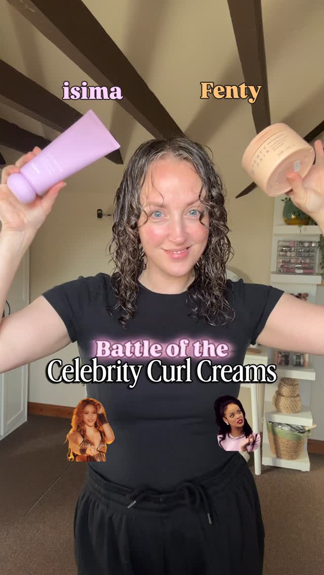 Instagram post by @marisascurls for FENTY HAIR. Caption reads: [...] the Celebrity Curl Creams ⚔️ @isima vs....