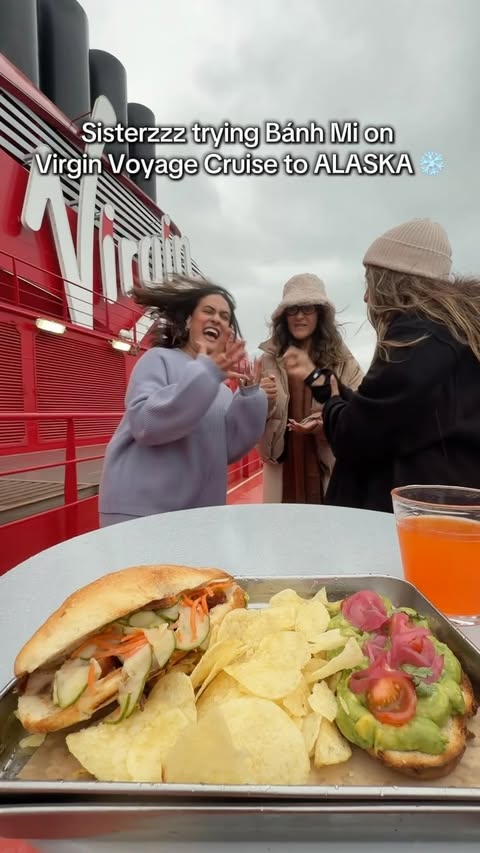 Instagram post by @sistersisterzzz for Virgin Voyages. Caption reads: The views on the Virgin Voyages Brilliant Lady are....