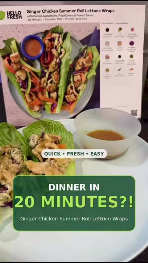 Instagram post by @anat_gordon1 for HelloFresh US. Caption reads: #Ad 🥬 DINNER IN 20 MINUTES… AND IT LOOKS THIS....