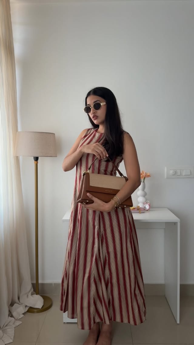 Instagram post by @simrannnsolanki for Tata Cliq. Caption reads: desk to daydream dressing 🏖️👩‍💻 ft.....