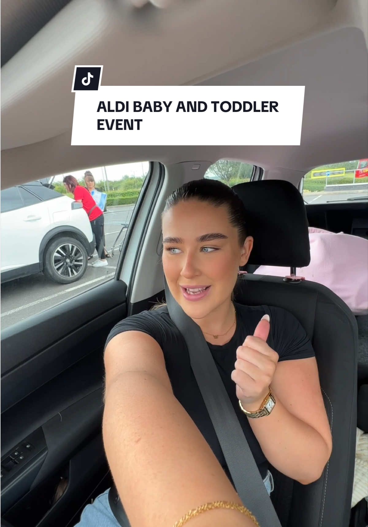 TikTok post by @ellie.hinchy for Aldi UK. Caption reads: Picked Winnie some goodies up from the @Aldi UK....