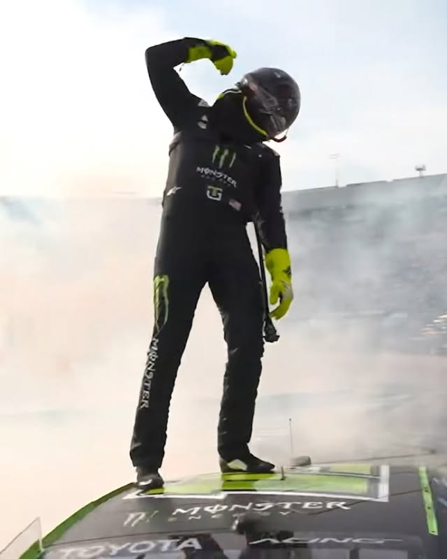 Instagram post by @tygibbs for NASCAR. Caption reads: No better feeling than this 🏆 @NASCAR @TyGibbs....