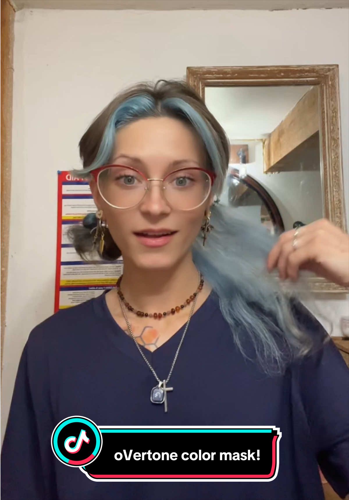TikTok post by @hectikhousehold for oVertone Color. Caption reads: [...] #tiktokshop #colordepositingmask @oVertone....
