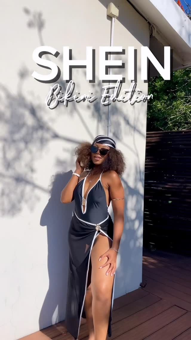 Instagram post by @melissa_ndzube for SHEIN X. Caption reads: Search and follow SHEIN store name: Swim SXY....