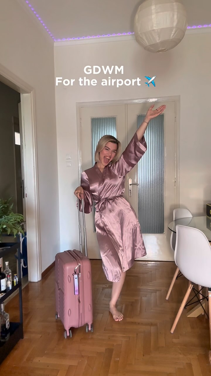 Instagram post by @christianna_mi for DKNY. Caption reads: #ad Running late… but still serving airport looks....