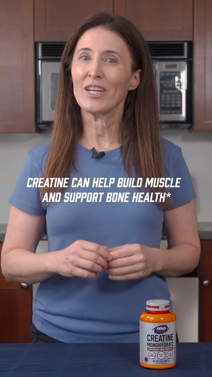 Instagram post by @mariespano for Now Foods. Caption reads: Ladies, don’t underestimate creatine. Once thought....
