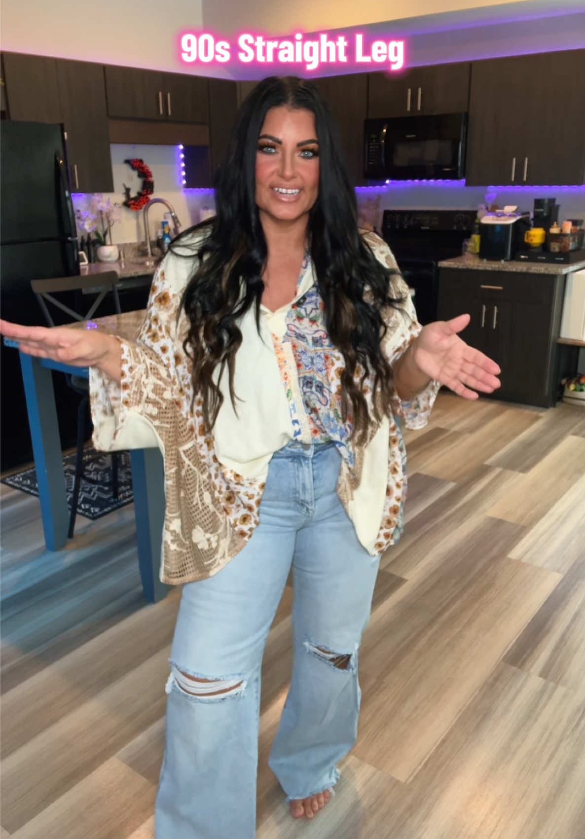 TikTok post by @ambergoobs for Wild Oak Boutique. Caption reads: [...] so in love with these jeans 💕🫶🏻 @Wild Oak....