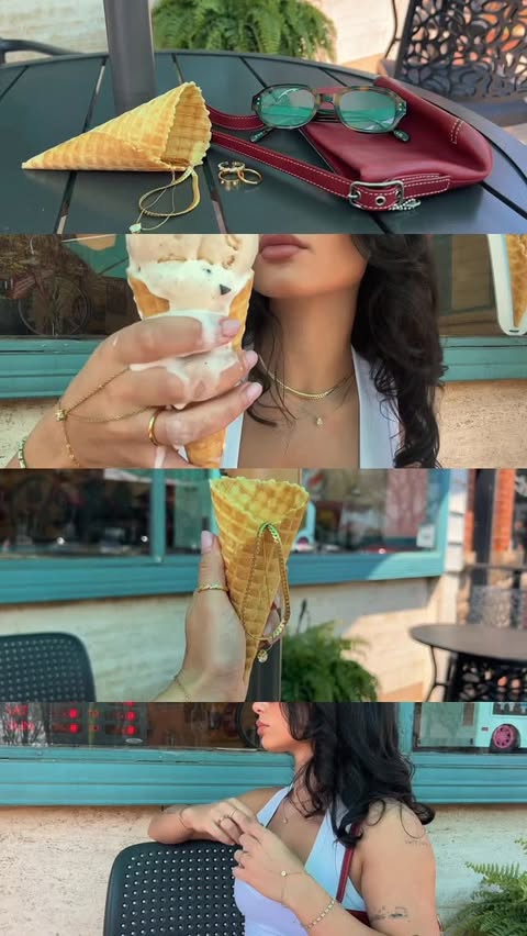Instagram post by @tamar.oshagan for EVRY JEWELS. Caption reads: [...] scream… we all scream for @evryjewels🍦✨ use....