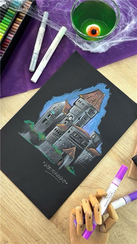 Instagram post by @gabimirandas for Faber-castell. Caption reads: A espera acabou! Mãozinha pra cima quem também vai....