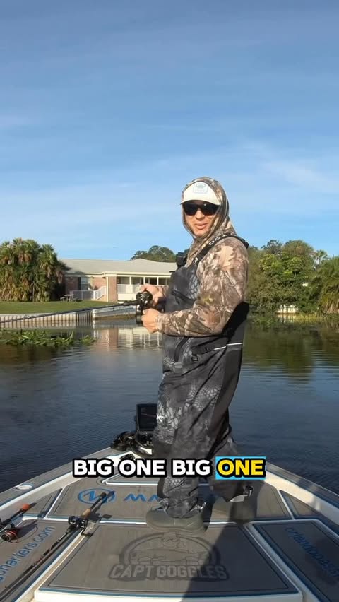 Instagram post by @capt_goggles for Mustad Fishing. Caption reads: 😁Flippin⏰Time💪- bass are sliding shallow and....