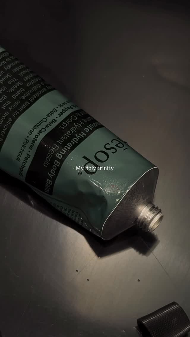 Instagram post by @rommel.anna for Aesop. Caption reads: My holy trinity for always smelling amazing.....