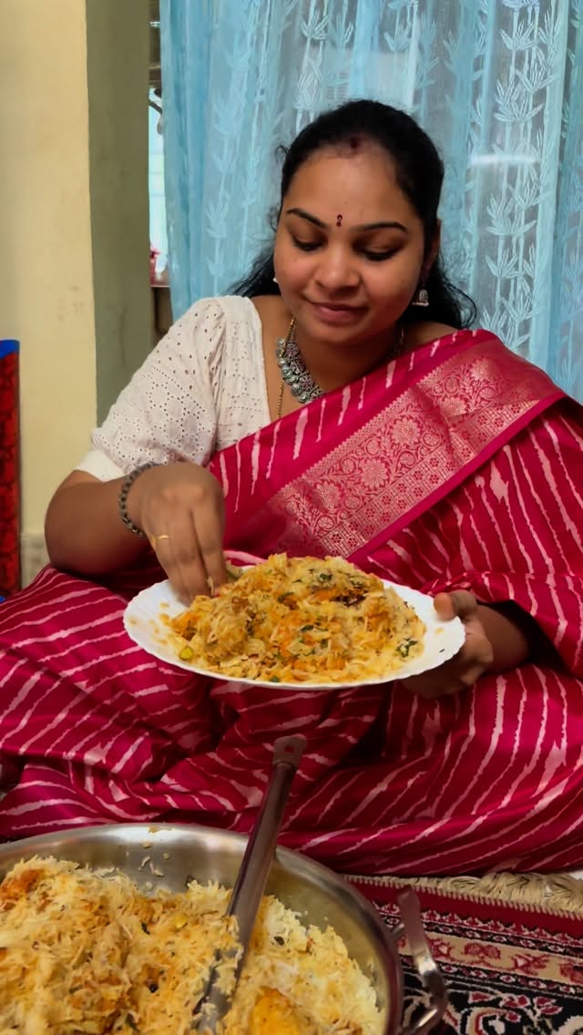 Instagram post by @allinonemadhavi for The Indus Valley. Caption reads: Mughlai బిర్యానీ టేస్ట్ అంత ఏమీ....