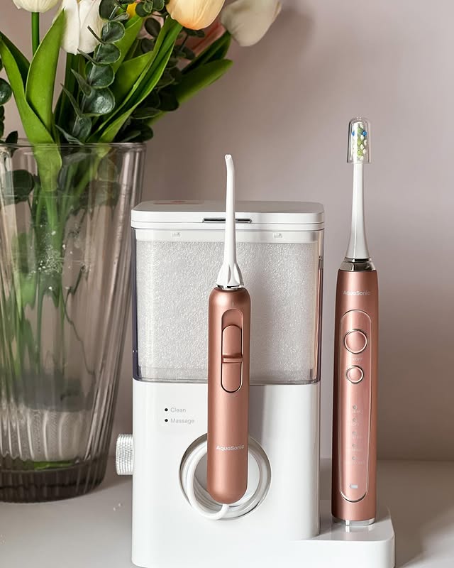 Instagram post by @reviewinh1.3.6.9 for AquaSonic. Caption reads: AquaSonic Home Dental Center PRO is all you need....