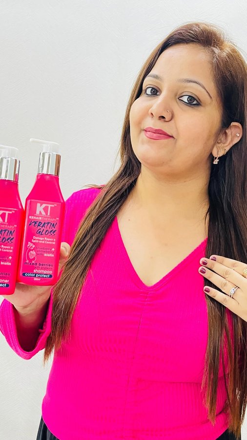 Instagram post by @drjagritianandsharma for KT Professional. Caption reads: “Elevate your hair game with KT Professional –....