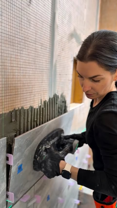 Instagram post by @tile.construction for Blåkläder. Caption reads: Working with the best for the best results! #tile....