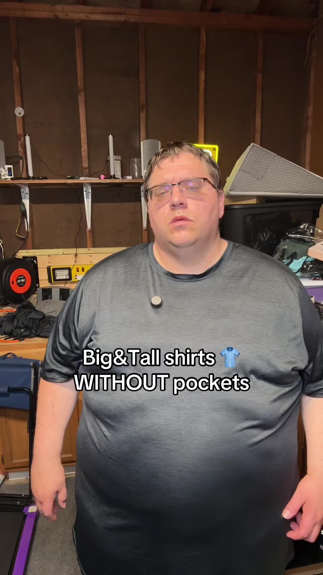 TikTok post by @plantformed for Real Essentials. Caption reads: Big&Tall shirts from @Real Essentials Apparel....