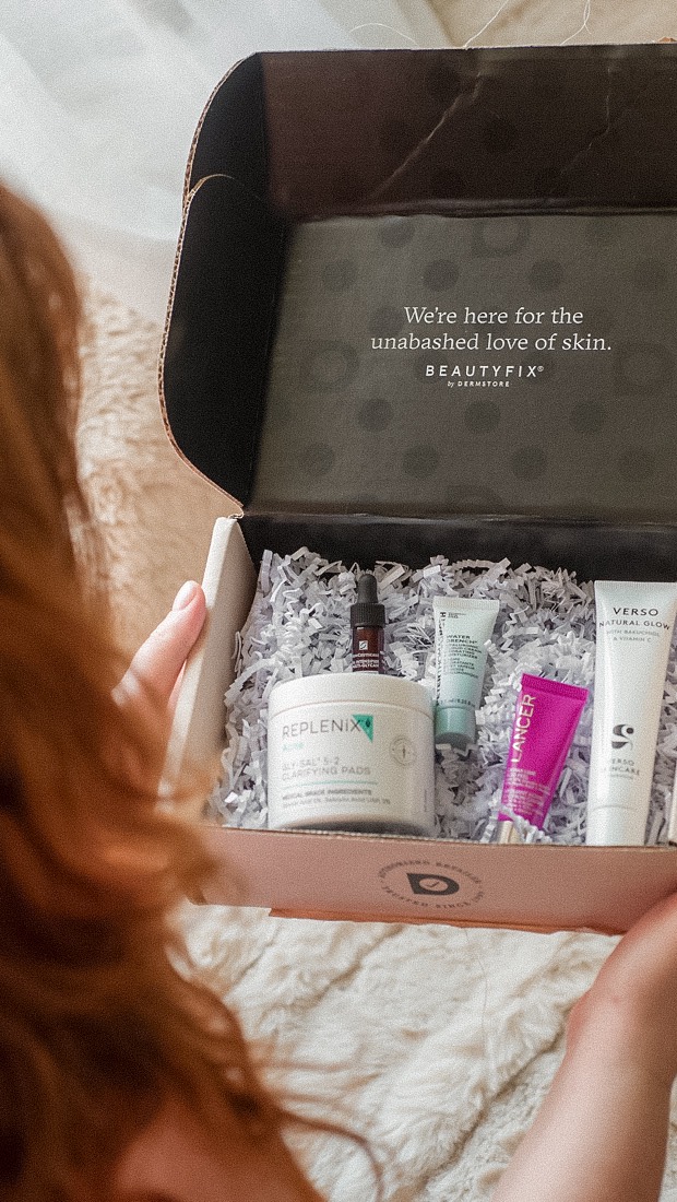 Instagram post by @kate_romanoff for SkinCeuticals. Caption reads: Something new just landed — this month’s BeautyFIX....