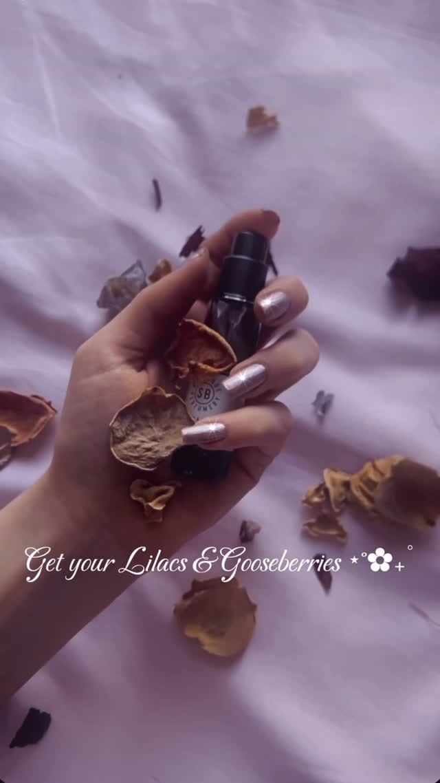 Instagram post by @zellayounce for Shay & Blue. Caption reads: Get your lilacs & gooseberries!....