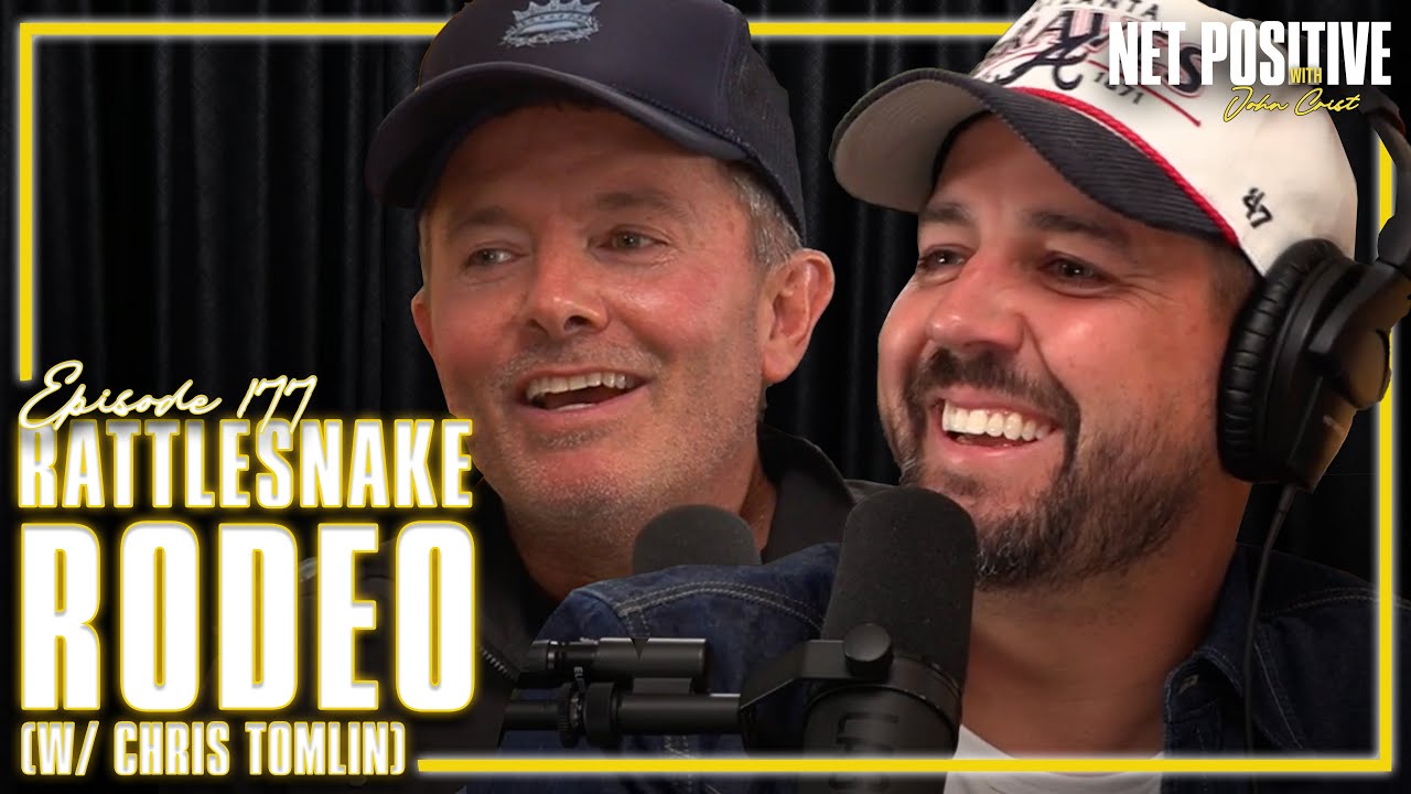 YouTube post by @netpositivepod for MOSH. Caption reads: Rattlesnake Rodeo (w/ Chris Tomlin) | Net Positive....