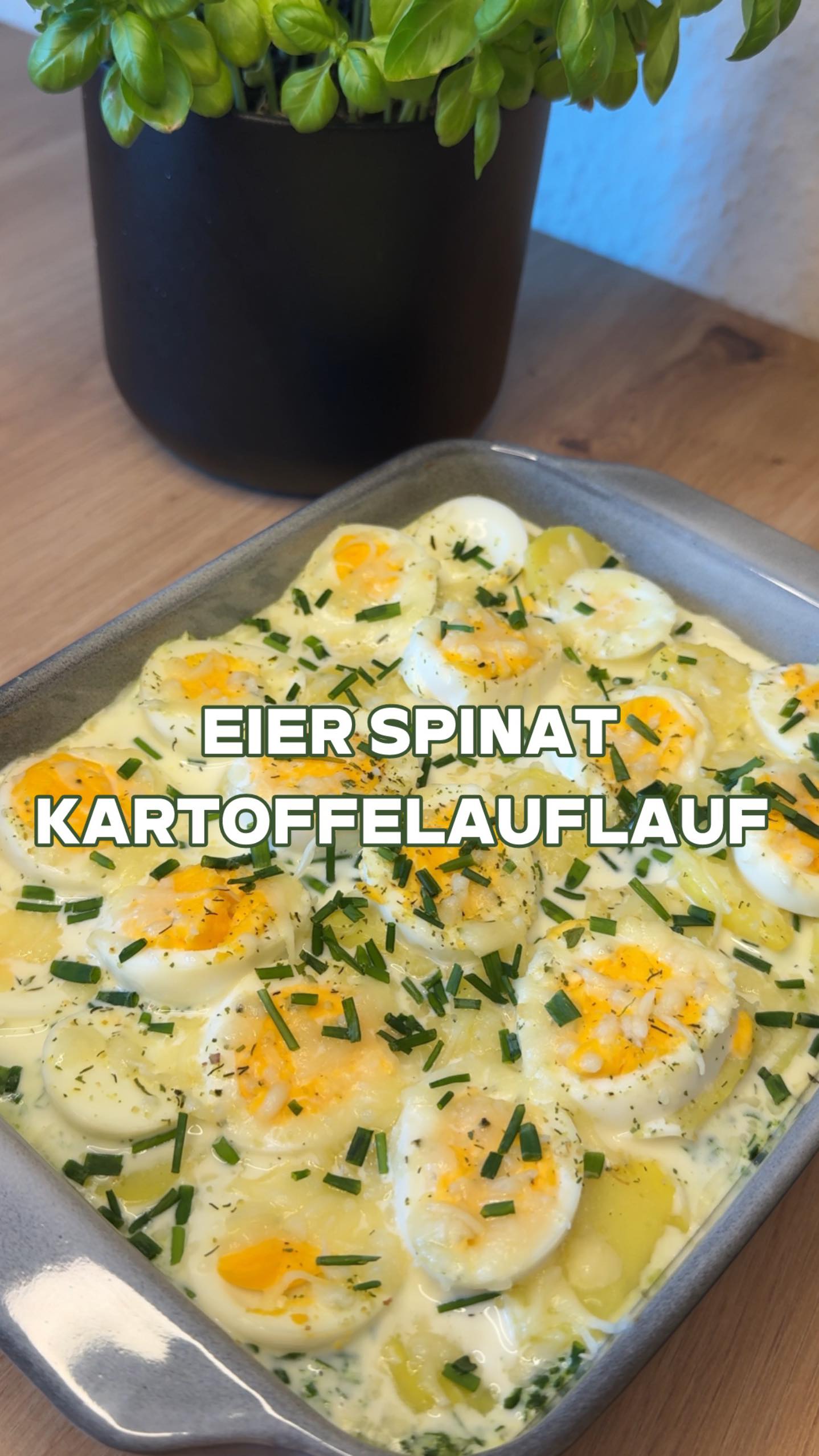 Instagram post by @tini.for for More Nutrition. Caption reads: Eier Spinat  Kartoffelauflauf 

Rezept für 2....